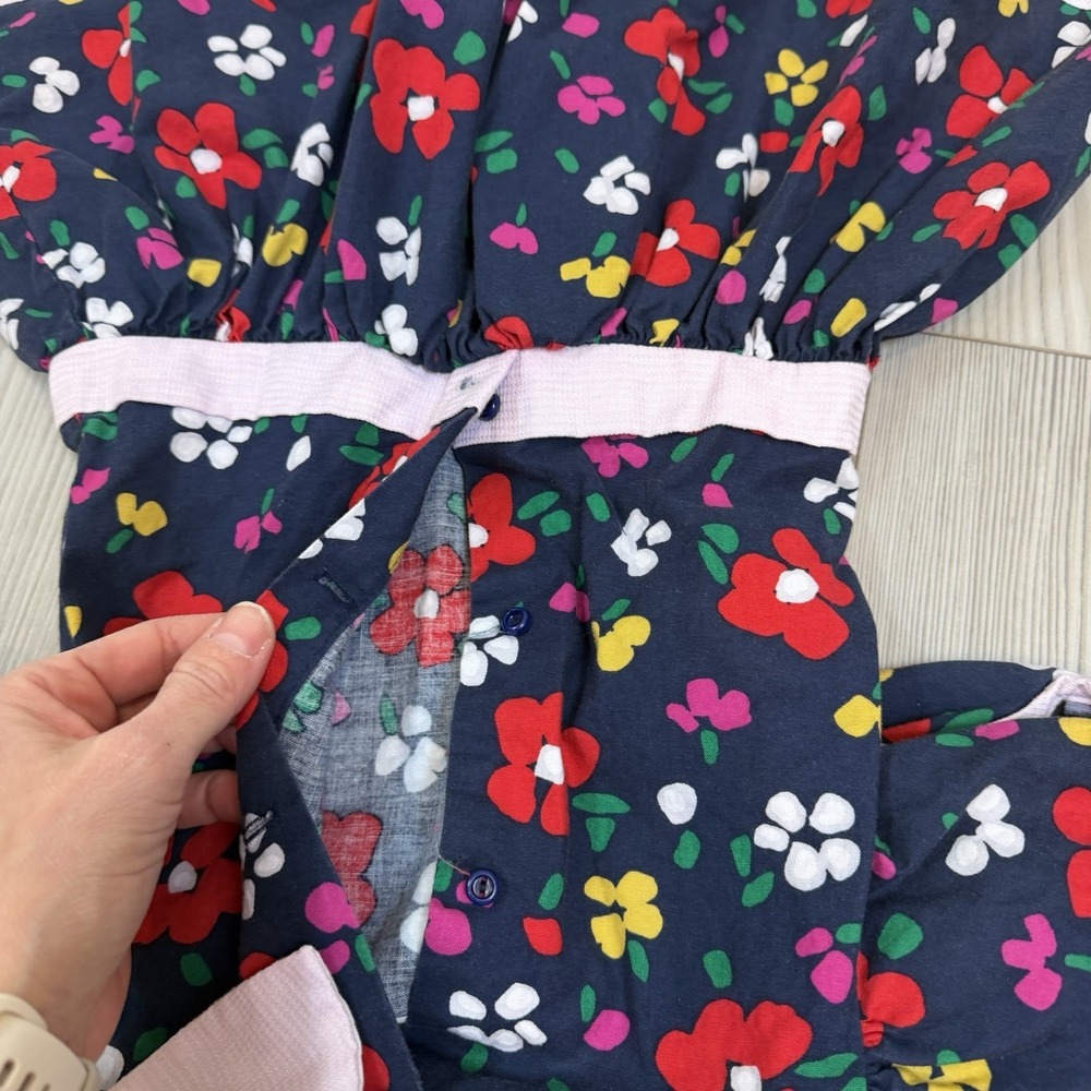 Vintage Baby Girl Baby Togs 3T Navy Floral Dress With Hat READ - Picture 10 of 11